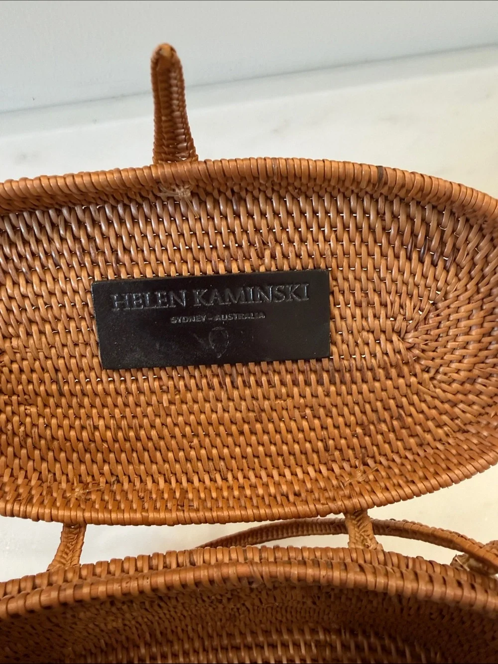 Helen Kaminski Tan Woven Oval Crossbody